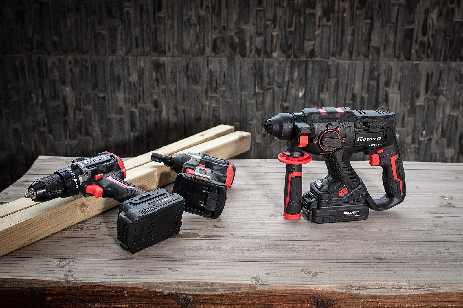 Перфоратор PowerG PT190601 без батареї 20 В з безщітковим двигуном 0-10000 об/хв з м'якою поверхнею для безпечного утримання Чорний, фото №5 Перфоратор PowerG PT190601 без батареї 20 В з безщітковим двигуном 0-10000 об/хв з м'якою поверхнею для безпечного утримання Чорний, фото №5