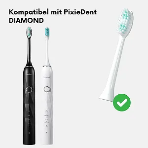 Змінні насадки для звукової зубної щітки PixieDent Diamond Standard Comfort White 2 шт synthetic.ua - Фото 1