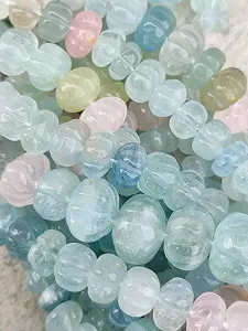 Бусины из натурального камня Резной арбуз гладкие 7-8 мм, нить длиной 20 см бусины из драгоценных камней для ожерелья, браслета - Фото 1