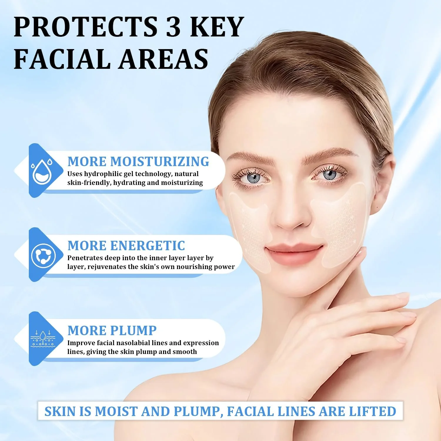 Пластирі проти зморшок 20 шт для обличчя від зморшок навколо рота, фото №3