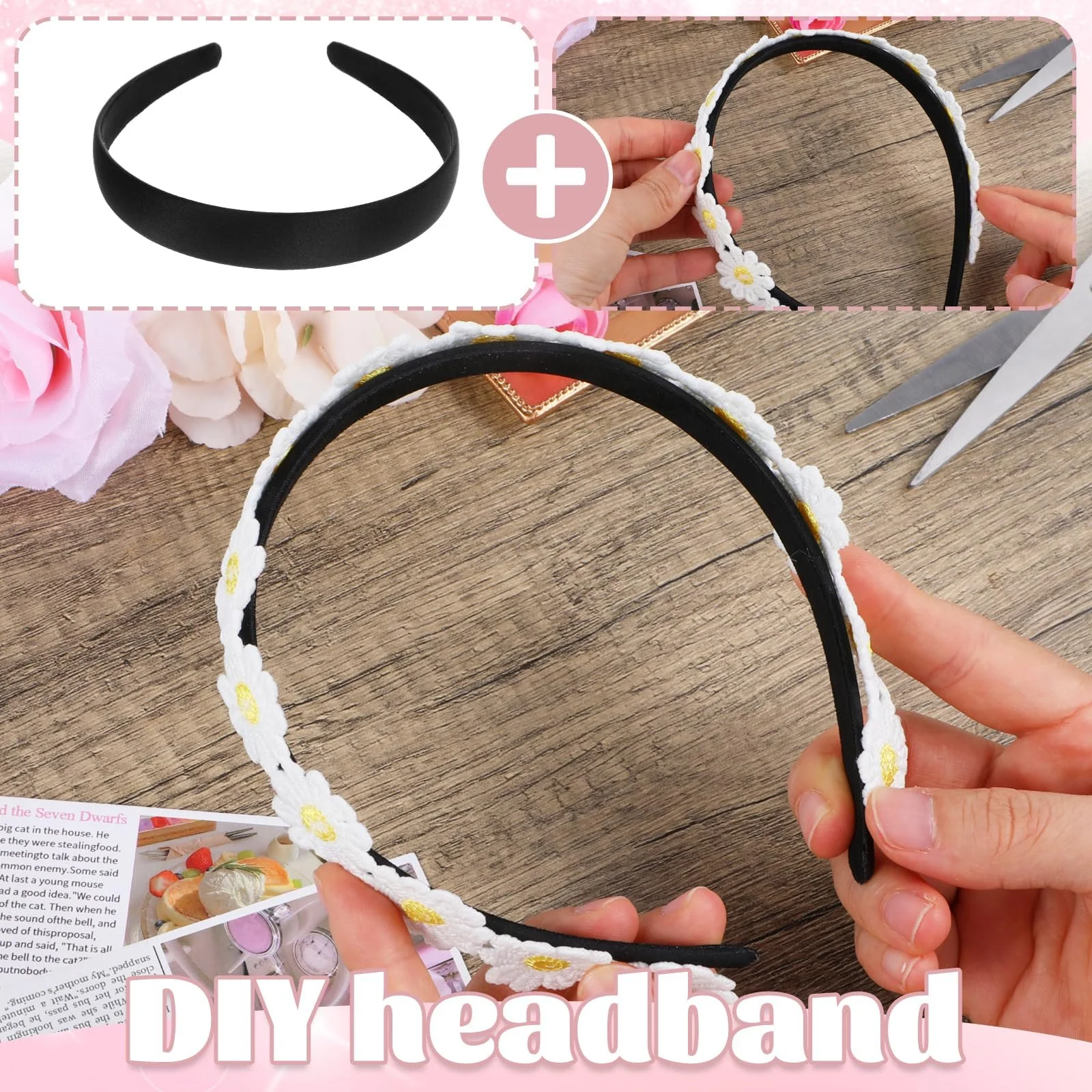 Набір обручів 2 шт. Однотонний атласний, фото №4