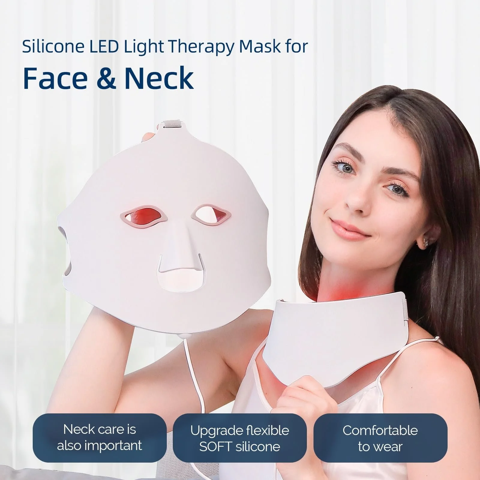 Силіконова маска для обличчя 7 кольорів LED Біла поверхня, фото №4 Силіконова маска для обличчя 7 кольорів LED Біла поверхня, фото №4