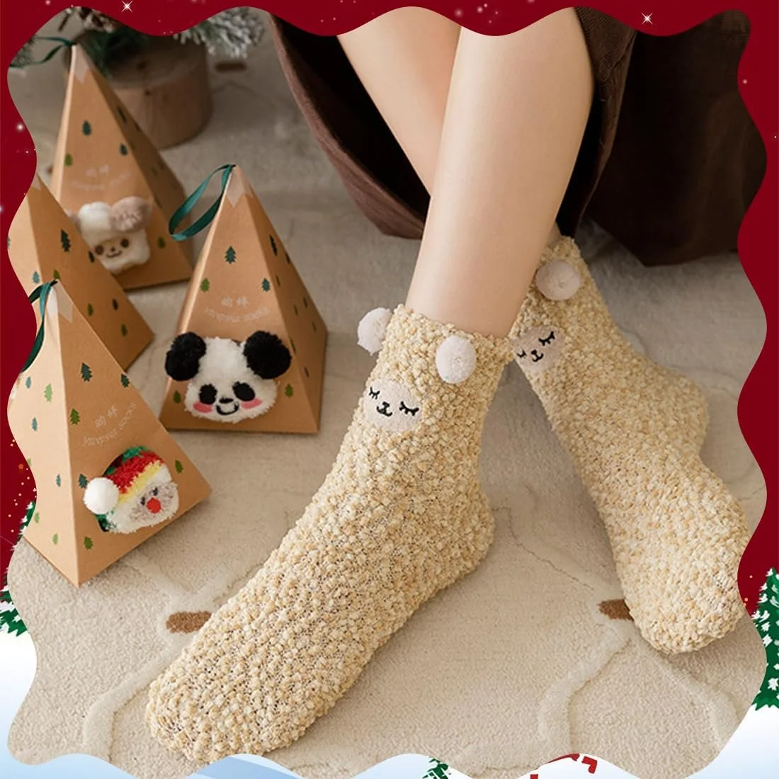 Жіночі затишні шкарпетки 4 пари Теплі пухнасті шкарпетки, фото №5