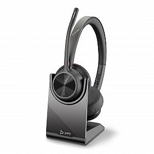 Навушники Plantronics Poly Voyager 4320 UC з мікрофоном та зарядною станцією, USB-C Bluetooth адаптер, чорний - Фото 1