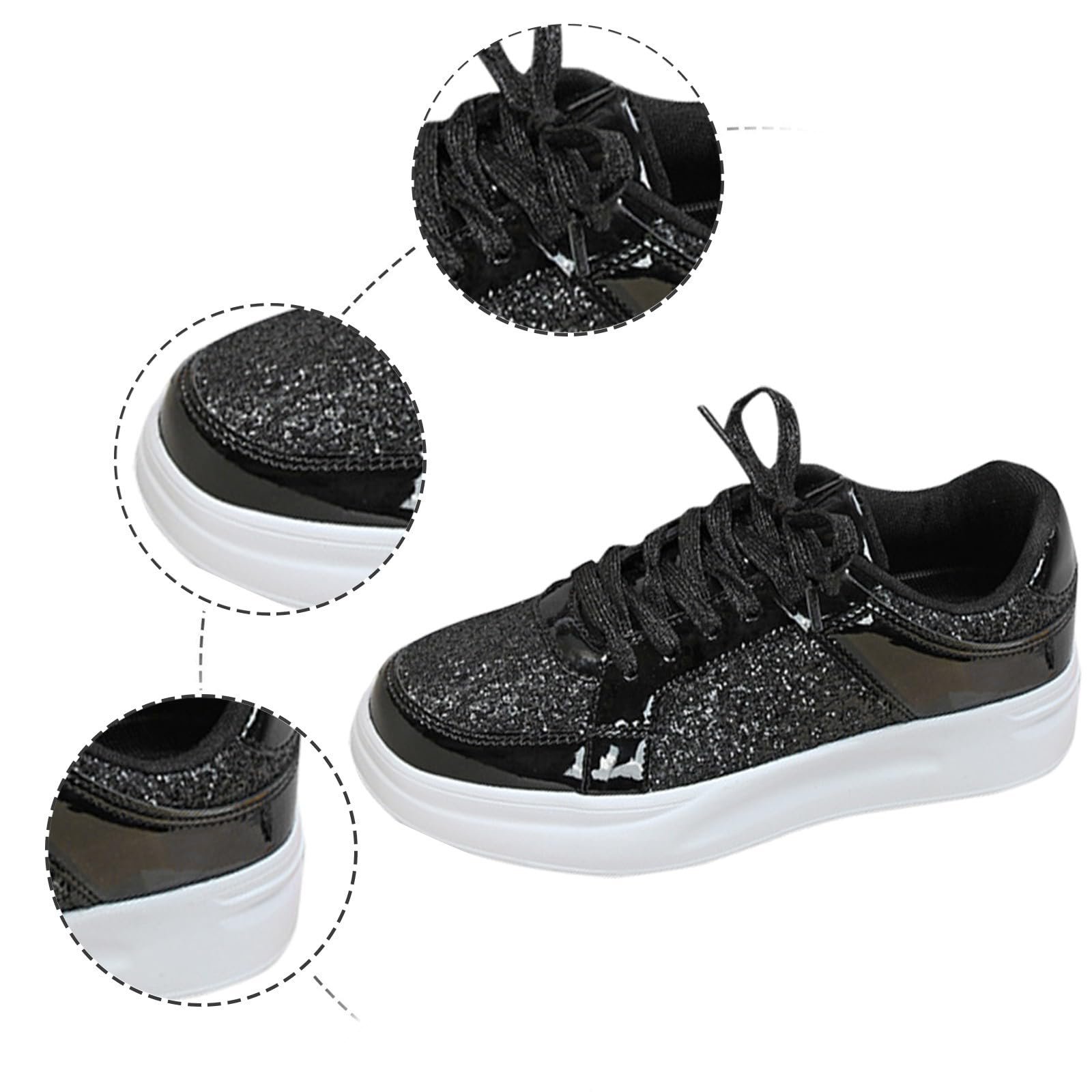 Кроссовки Fashion Glitter с блестками на шнурках для мужчин и женщин, фото №4