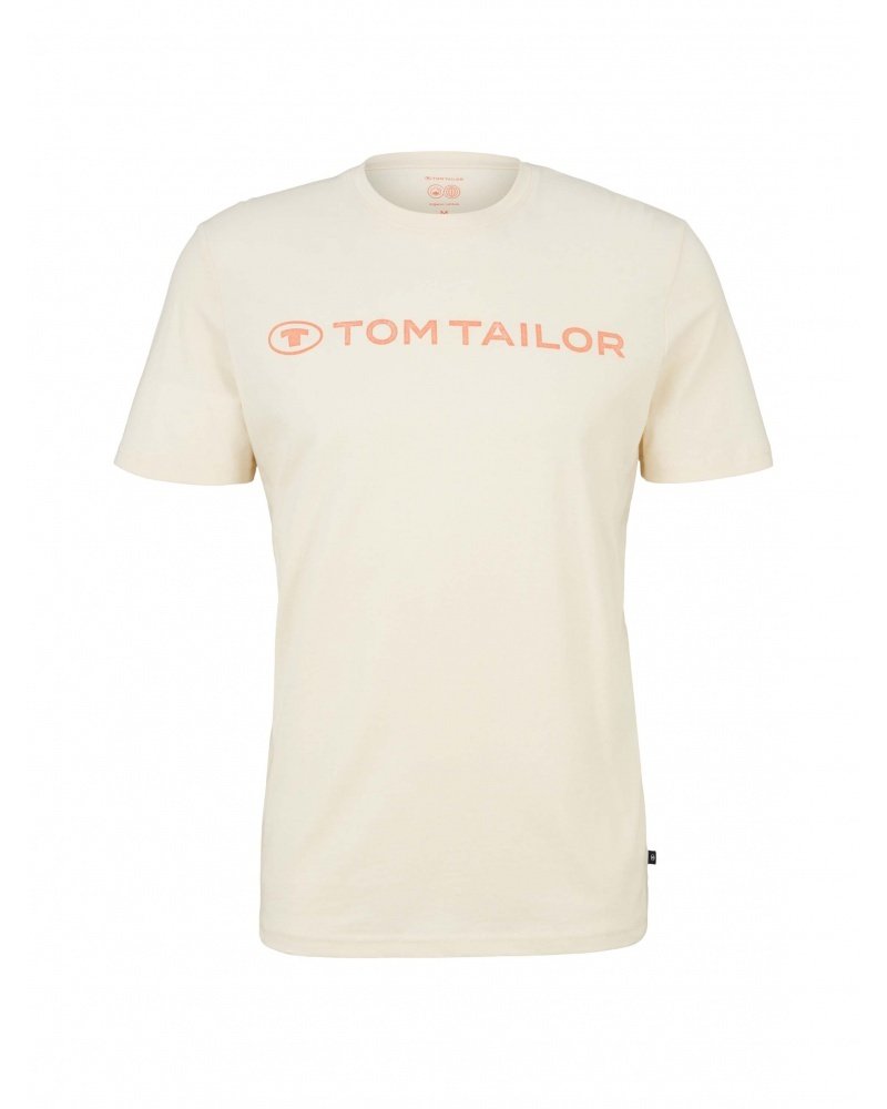 Футболка printed crewneck logo  1030527XX1028130 Tom Tailor Бежевий 3XL, фото №5