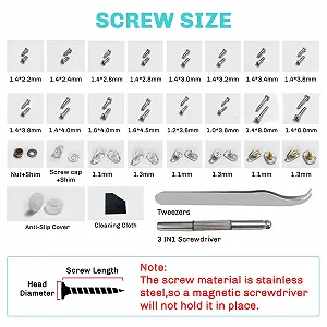 Набір для ремонту окулярів з гвинтами, носоупорами, пінцетом та прецизійними викрутками synthetic.ua - Фото 1