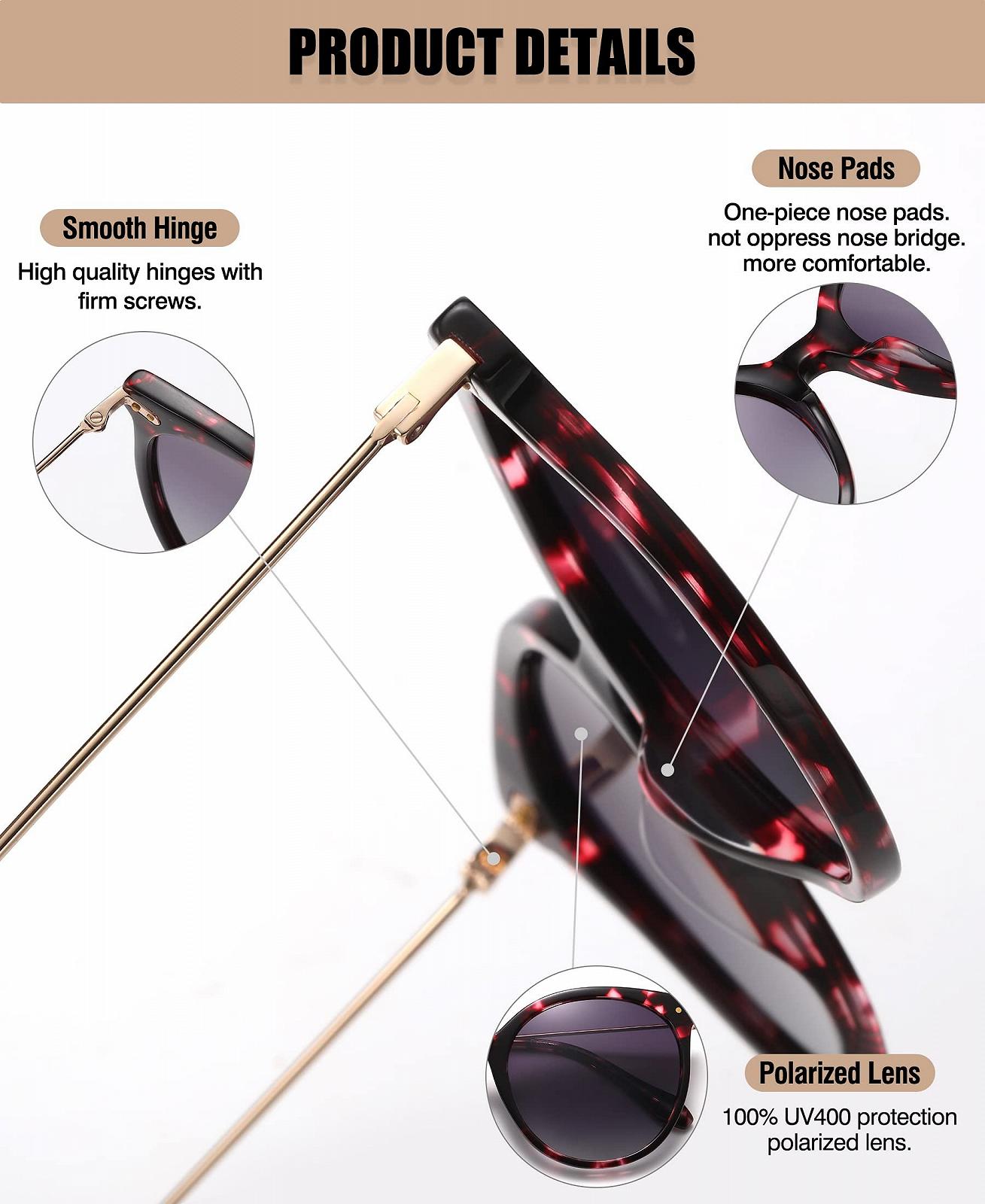 Солнцезащитные очки DUCO Ретро Поляризованные Женские Круглые UV400 Защита Ацетатная оправа DC2340, фото №4