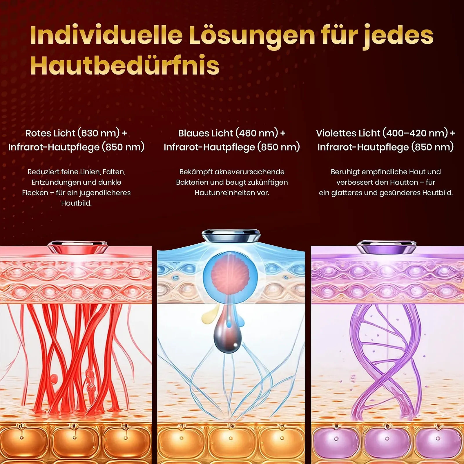 LED Маска Лампа Красного Света – 4-цветная светотерапия с 240 LED, аккумуляторная светотерапия для антивозрастного ухода, фото №3