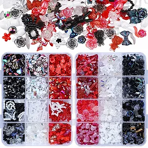 Набір для нігтів 3D метелик троянда квітка бант кролик ведмідь 2050 шт. чорний - Фото 1