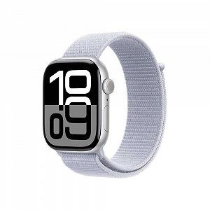 Смарт-годинник Apple Series 10 (GPS + Cellular 46 мм) Алюмінієвий корпус сріблястий, спортивний браслет «Синя хмара» (One Size) - Фото 1