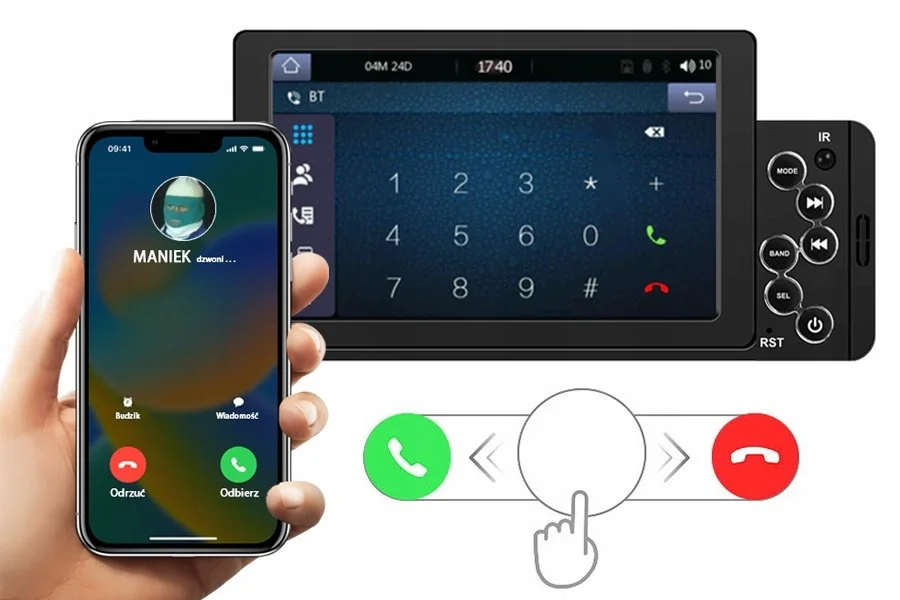 Автомагнитола Hikity / 5.1" / Сенсорная / Apple CarPlay / Android Auto / Bluetooth / GPS / USB / 1DIN, фото №5