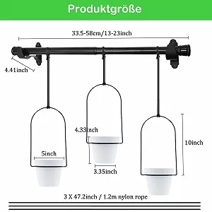 Підвісний кошик DOUBFIVSY з 3 горщиками меламін Регульований ЧОРНИЙ synthetic.ua - Фото 1