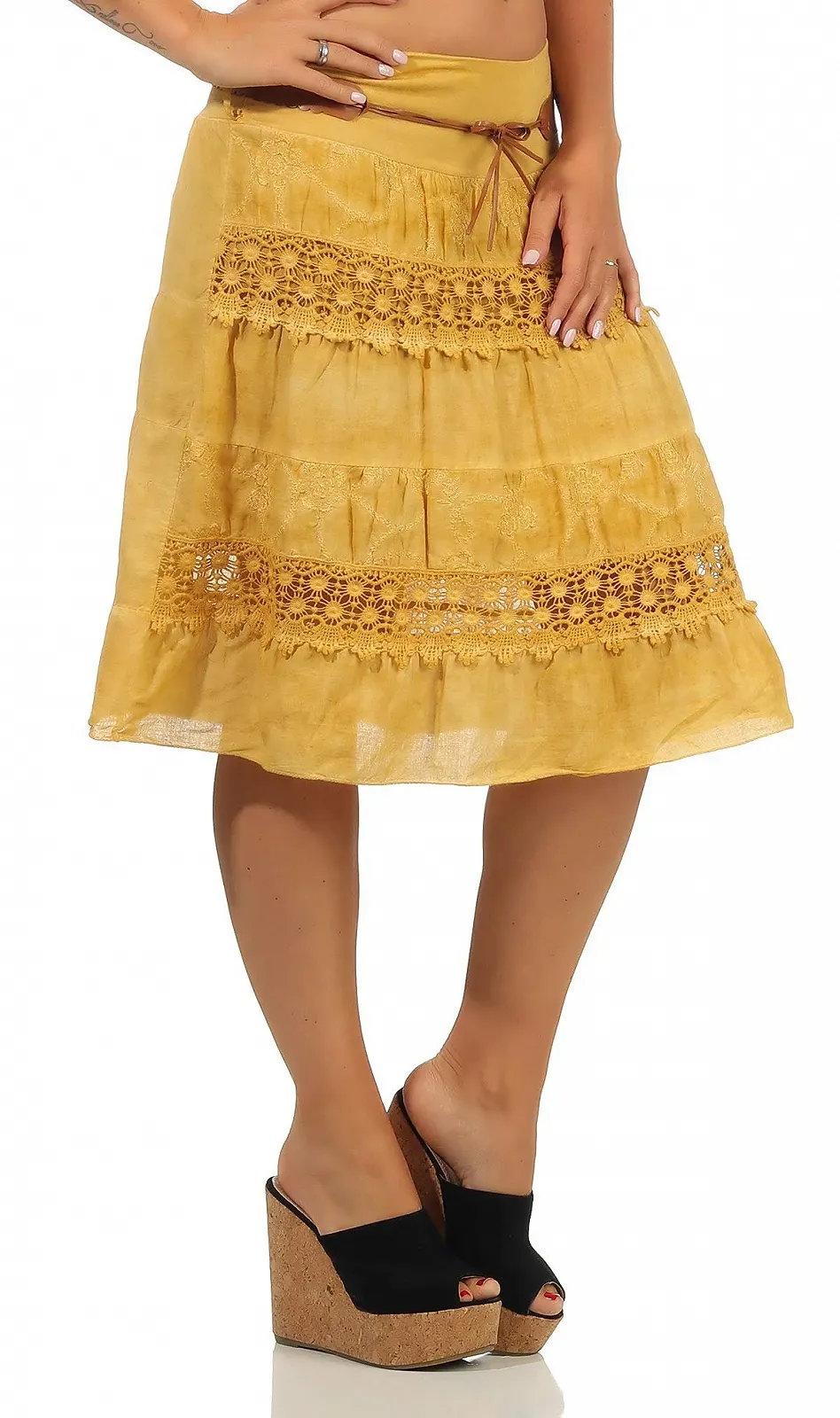 Спідниця-кльош Malito Жіноча з квітковим в'язаним візерунком, фото №2