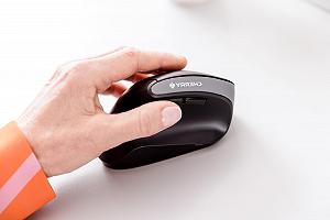 Миша CHERRY MW 4500 LEFT, ергономічна вертикальна для лівшів, бездротова (2.4 GHz), регульована роздільна здатність до 1200 dpi, живлення від батареї, чорна synthetic.ua - Фото 1