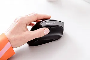 Миша CHERRY MW 4500 LEFT, ергономічна вертикальна для лівшів, бездротова (2.4 GHz), регульована роздільна здатність до 1200 dpi, живлення від батареї, чорна synthetic.ua - Фото 1