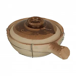 Кастрюля NUOBESTY глиняная с ручкой и железной ручкой традиционная Белая - Фото 1