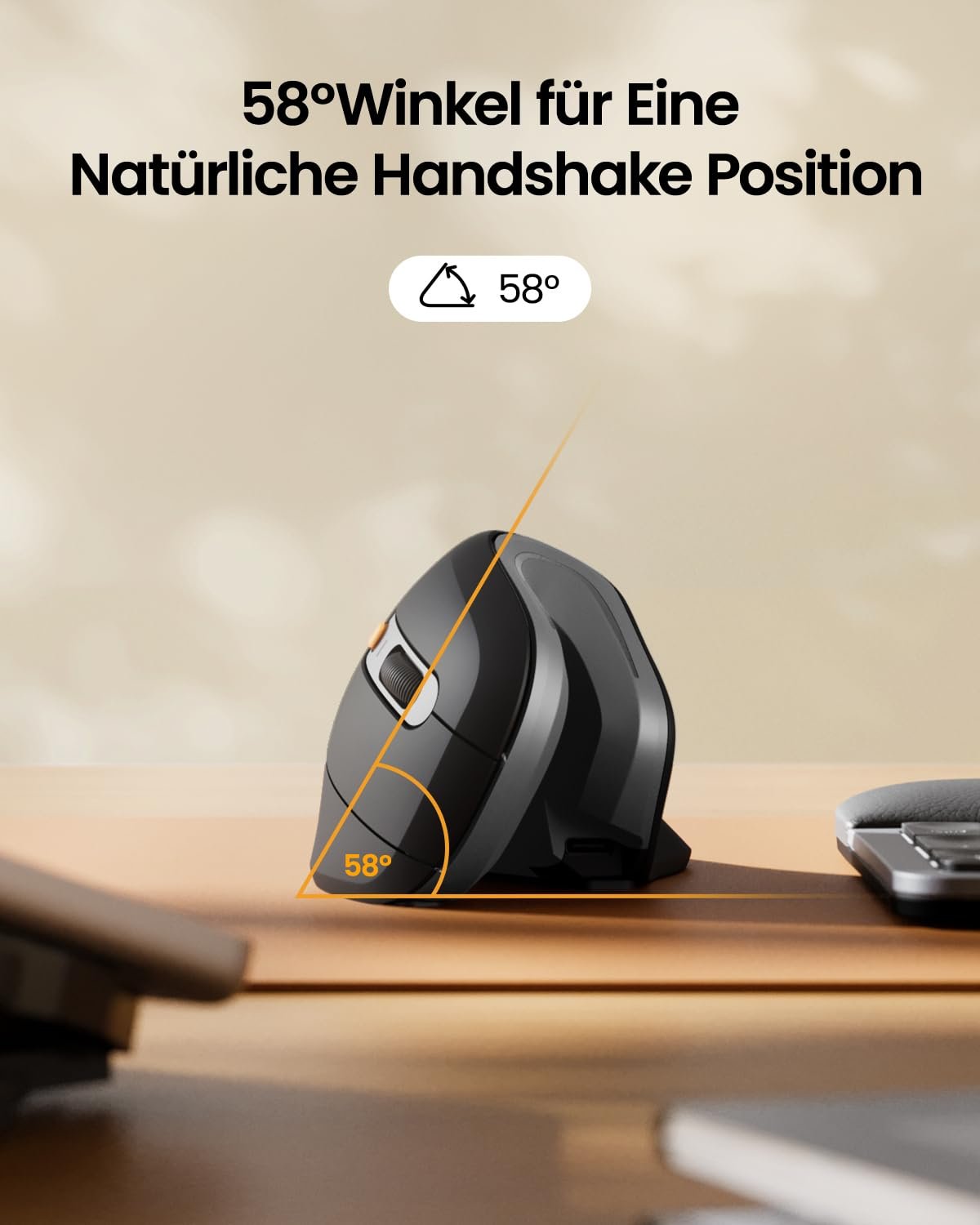 Миша ProtoArc EM11 NL Ергономічна Вертикальна, Бездротова, Перезаряджувана, 3 пристрої (Bluetooth + Bluetooth + USB), Темно-сіра, фото №4