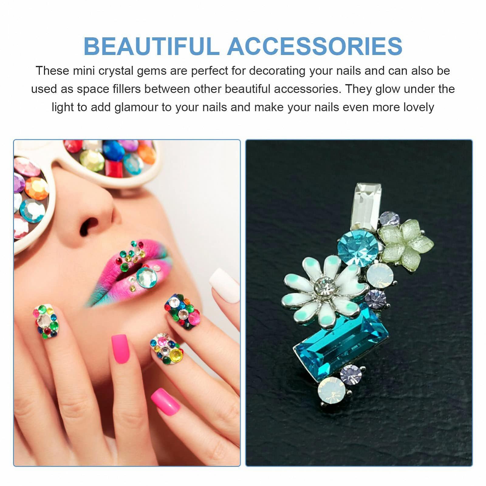 Стразы для ногтей FOMIYES Набор 5 шт., бриллиантовые бусины, стеклянный песок, блестящие стразы с плоской задней частью, 3D украшения для ногтей, для DIY поделок, белый, 1,2 мм, фото №8