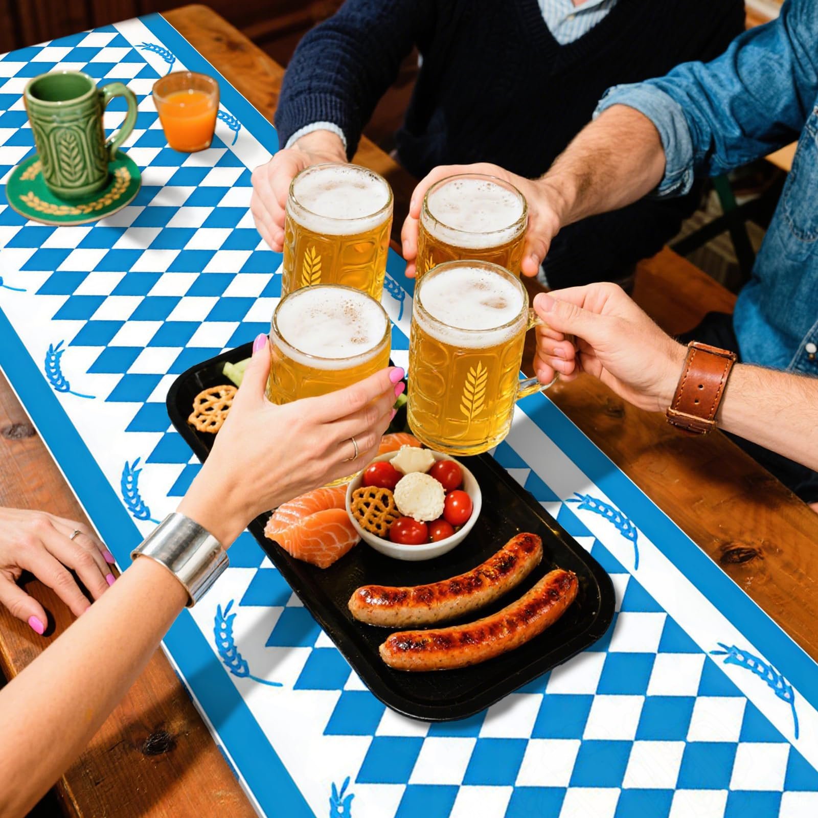 Скатертина Oktoberfest Баварський ромб Поліестерова Синьо-біла 35 x 180 см, фото №4