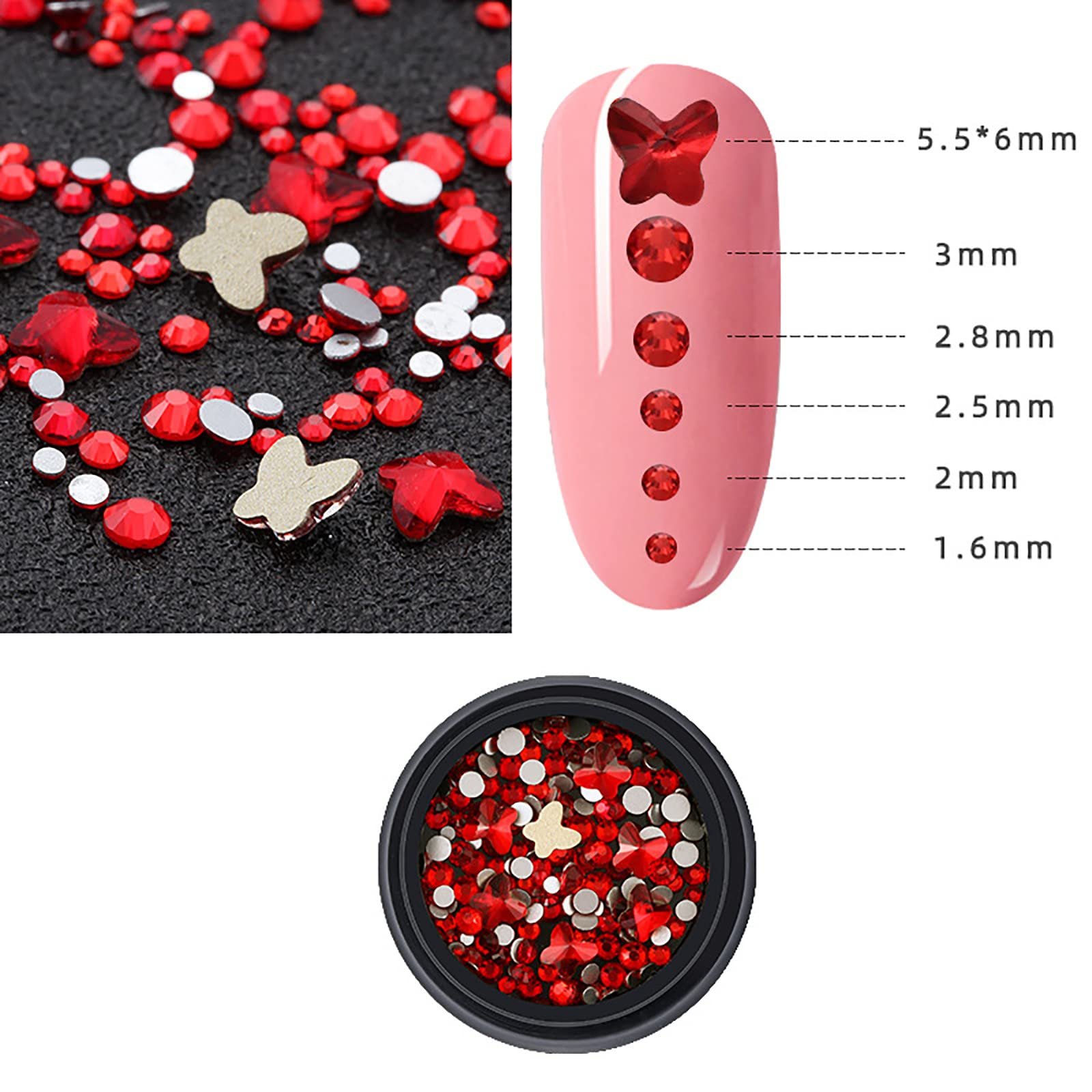 Стрази Глазур 1 Коробка Метелик Червоний, фото №2