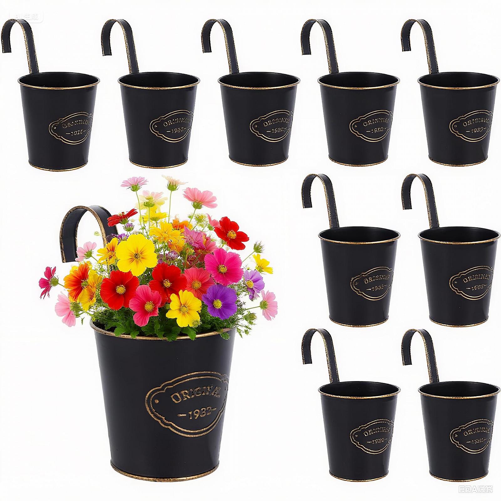Підвісні квіткові горщики Набір з 10 шт. Металеві Ретро-стиль, фото №1