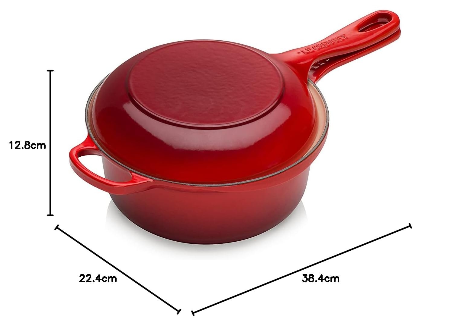 Кастрюля-сковорода 2-в-1 Le Creuset Signature Marmitout чугунная 22 см 2.3 л вишнево-красная 25044220602460, фото №7