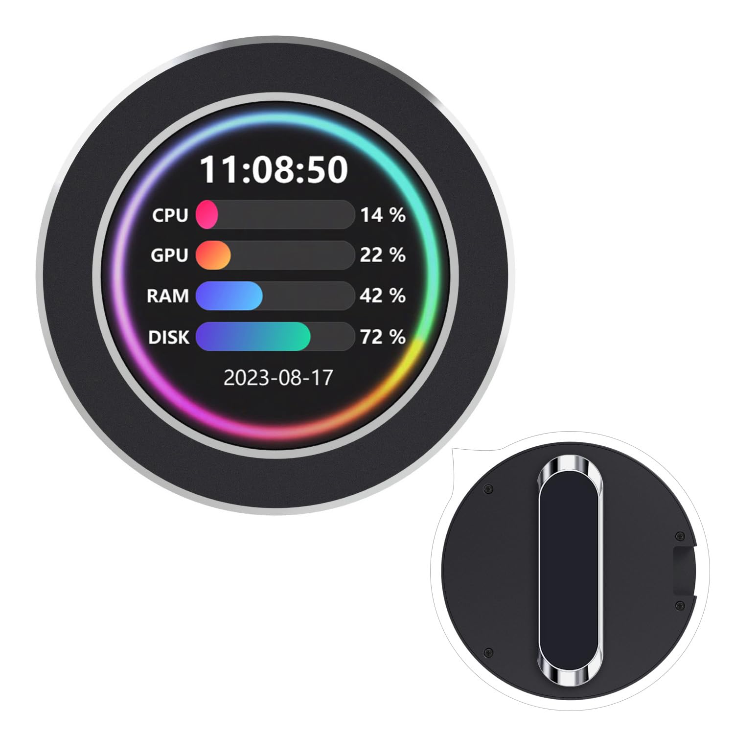 Монитор Waveshare IPS 2.1 дюйма Круглый USB 480 × 480 Черный, фото №1