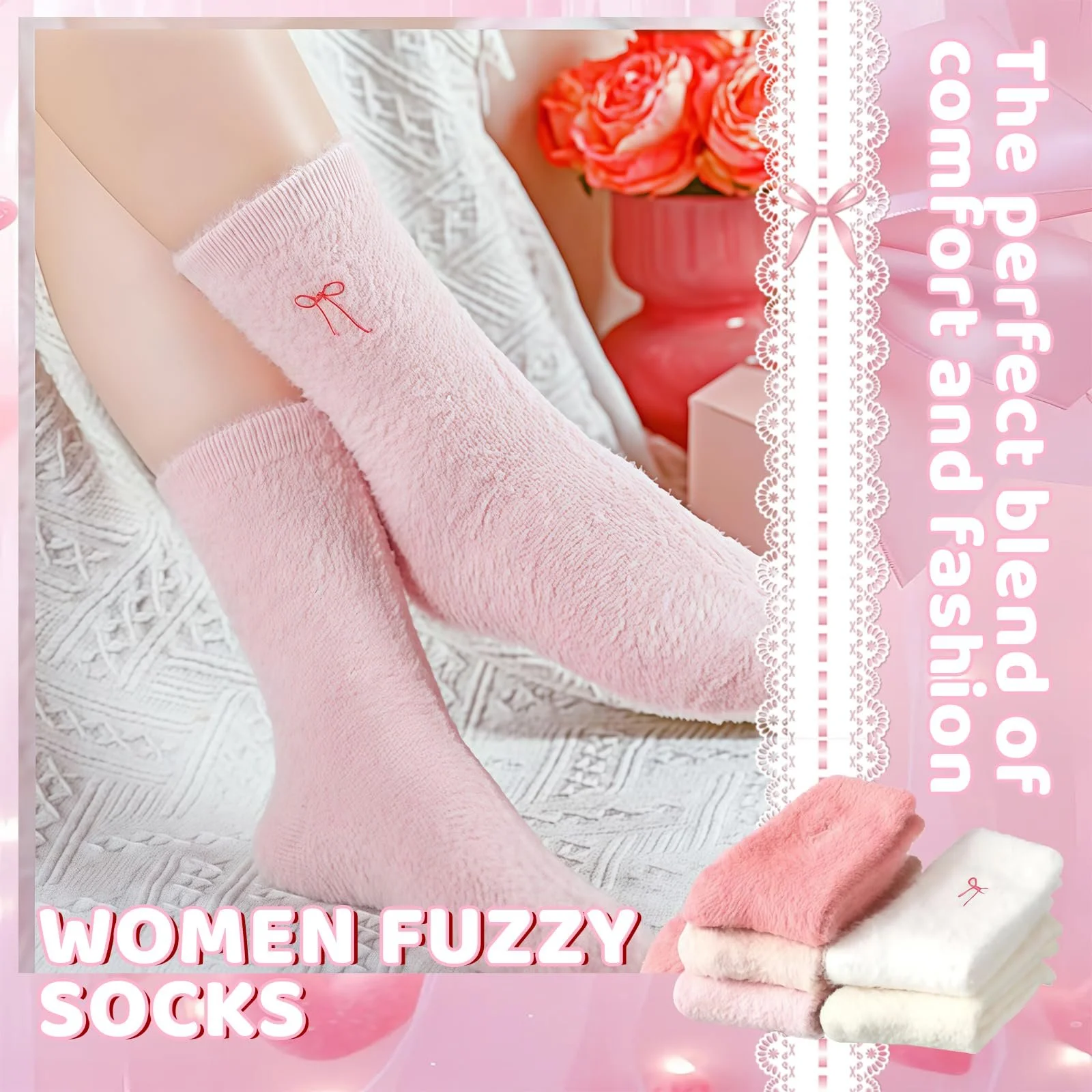 Шкарпетки з бантом для жінок, 5 пар, розмір 39-42, фото №5