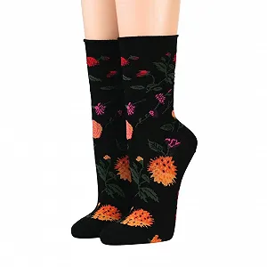 Шкарпетки Cronert Milana 18459 Жіночі з підвернутим краєм, квітковий дизайн - Фото 1