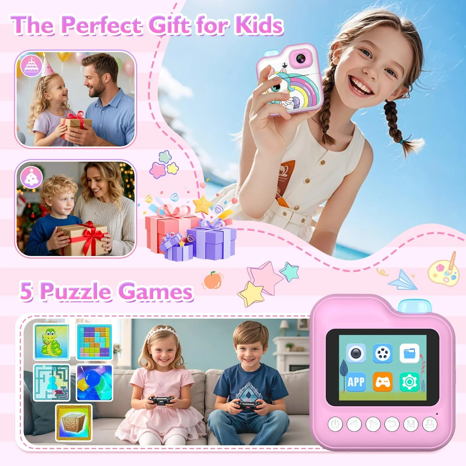 Мгновенная камера с приложением играми и музыкой 1080P 32GB, фото №6