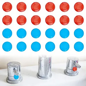 Наклейки на кран SUPERFINDINGS Індикатори гарячої та холодної води Епоксидна смола 10 мм Набір 24 шт. - Фото 1