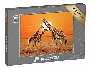 Пазл puzzleYOU Safari Puzzle Collection Giraffe with her Two Cubs, Serengeti National Park, Tanzania 500 элементов - Фото 1