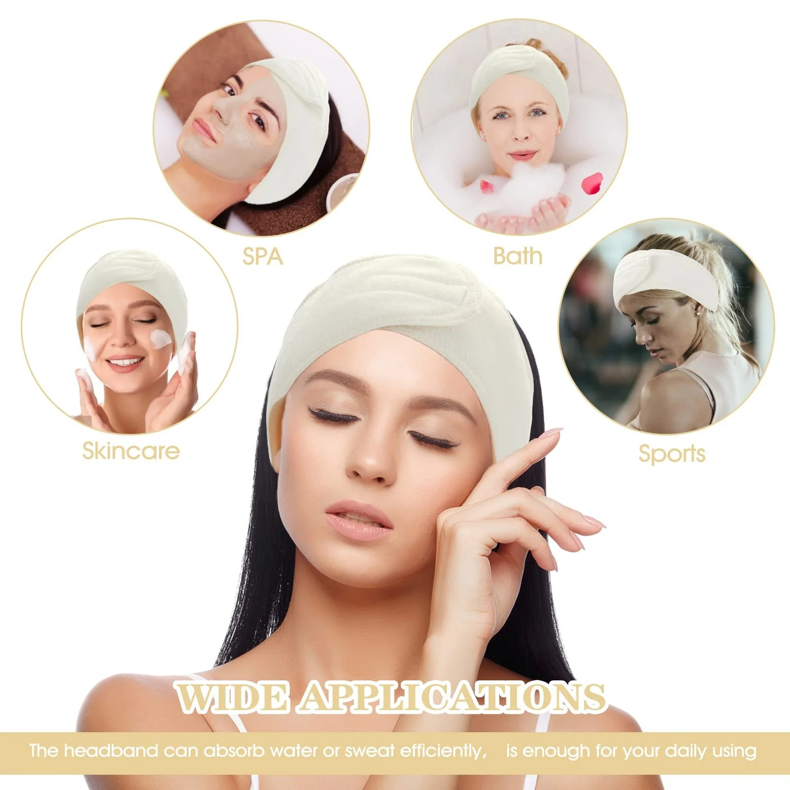 Пов'язка на голову для спа WLLHYF Регульована, фото №4