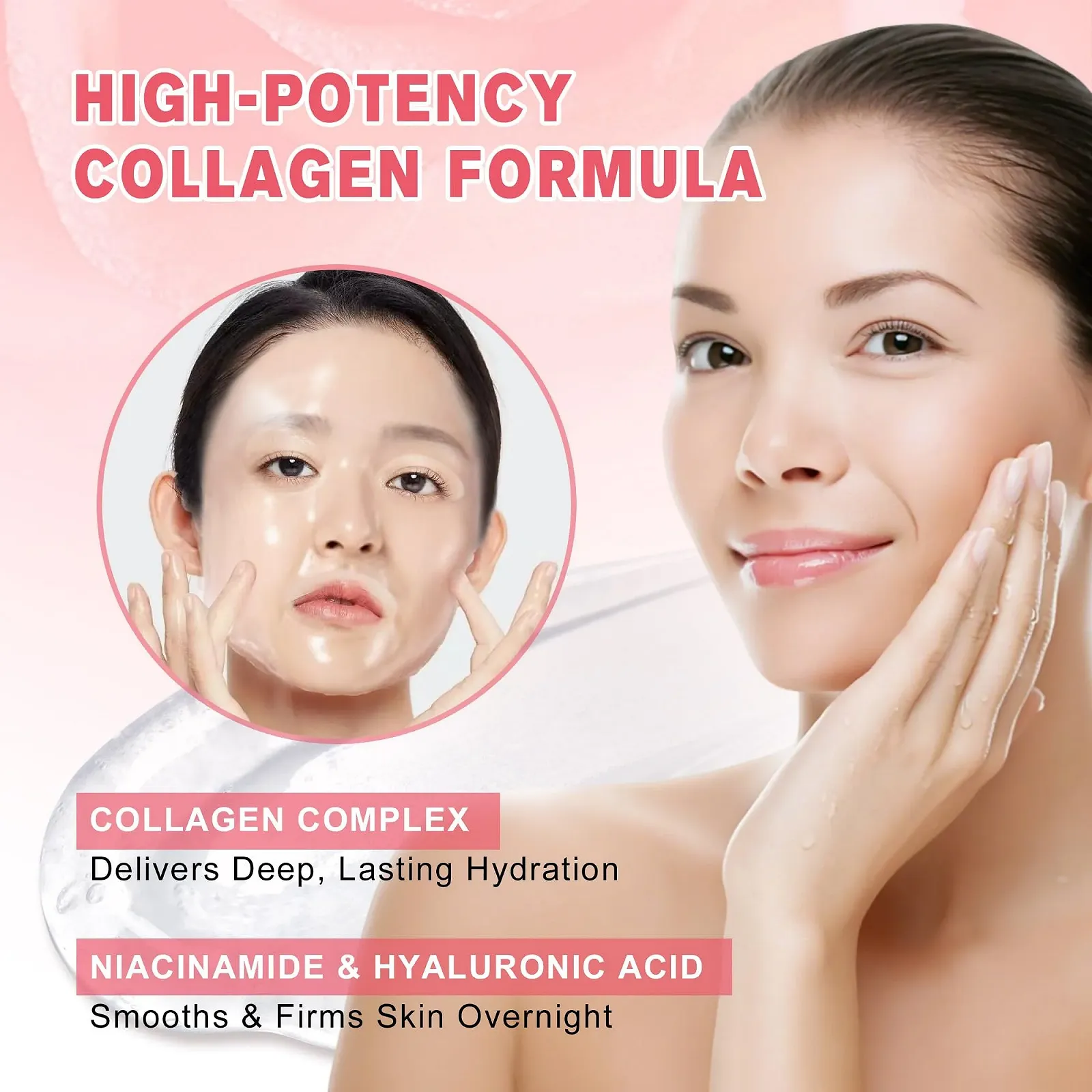 Нічна маска для обличчя Collagen, нічна маска, маска-плівка для обличчя, зміцнення та зволоження, фото №5 Нічна маска для обличчя Collagen, нічна маска, маска-плівка для обличчя, зміцнення та зволоження, фото №5