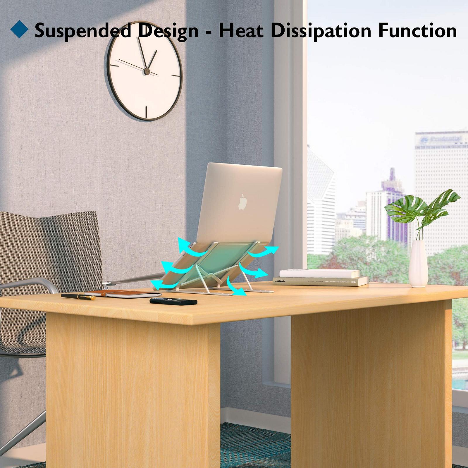 Підставка для ноутбука BONTEC алюмінієва багатокутна регульована 7-рівнева сумісна з усіма ноутбуками (до 17,3 дюймів), фото №6