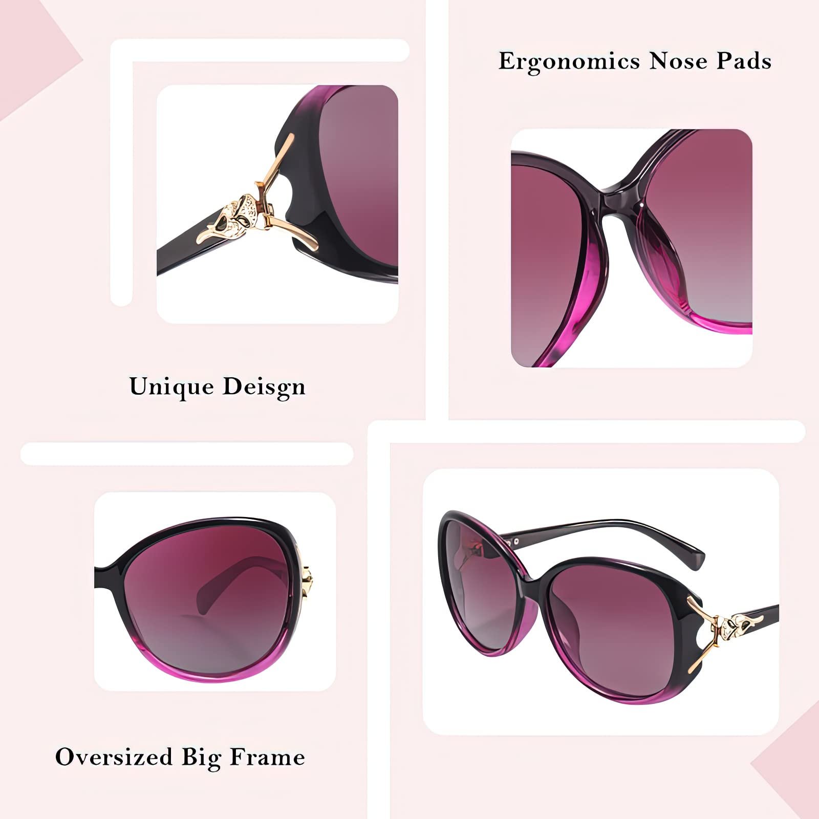 Сонцезахисні окуляри Fimilu, жіночі великі ретро дизайнерські поляризовані для жінок 100% захист від UVA/UVB, фото №6
