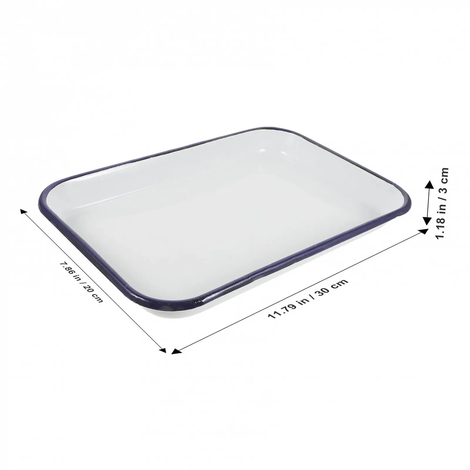 Деко для запікання емальоване прямокутне термостійке Біле, фото №6