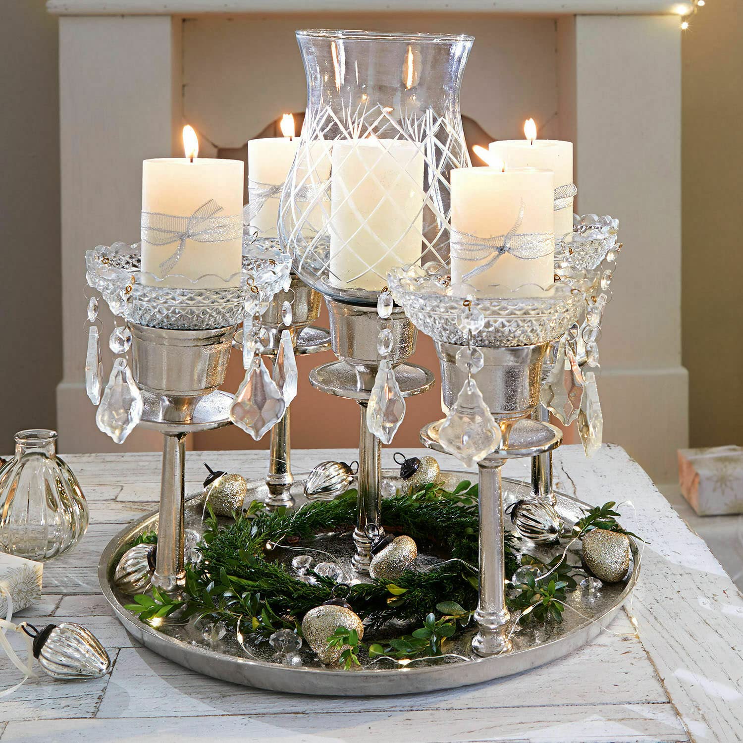 Підсвічник Loberon Shaws Алюміній Скло Сріблястий/Прозорий, фото №2 Підсвічник Loberon Shaws Алюміній Скло Сріблястий/Прозорий, фото №2