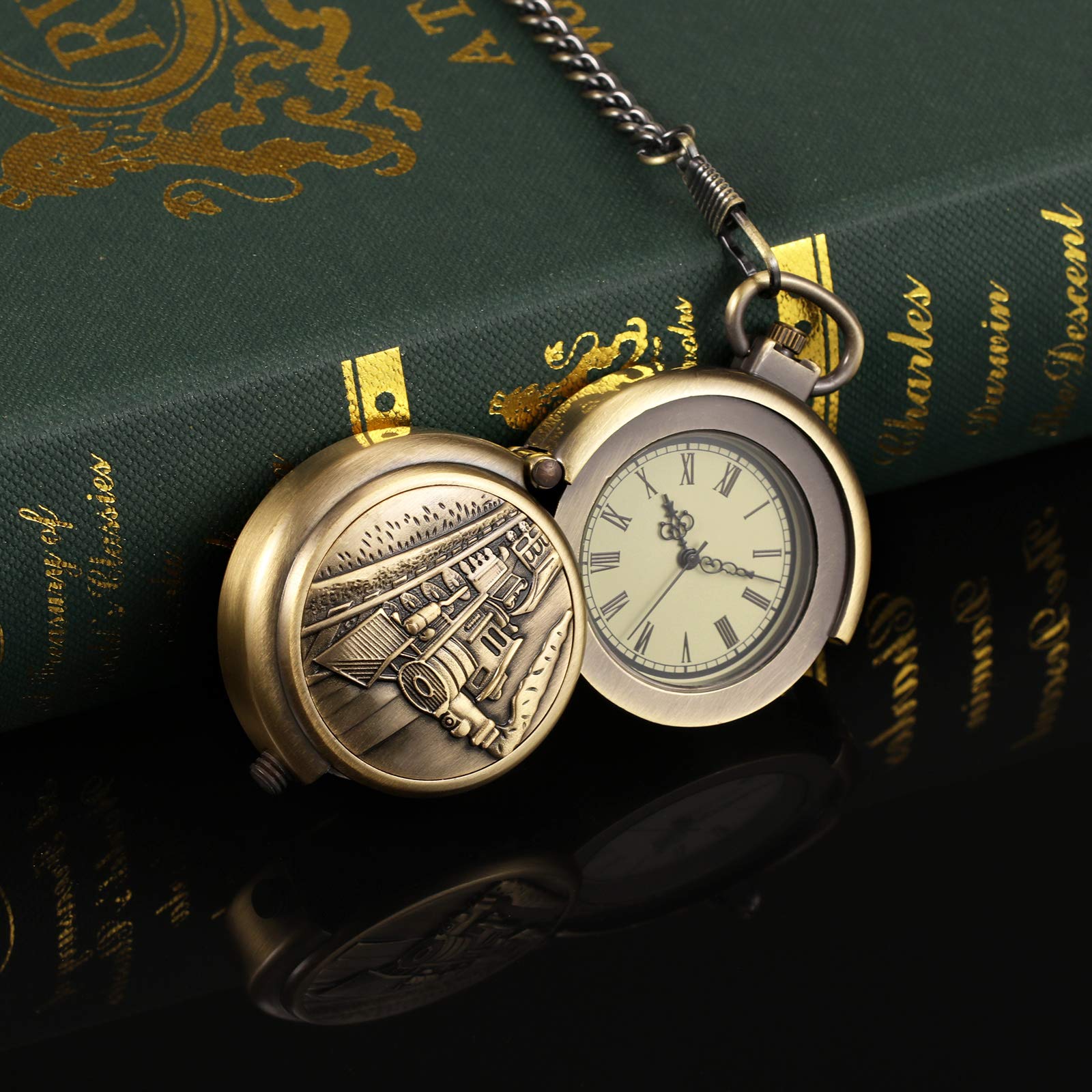 Карманные часы TREEWETO Unisex Analogue Hand Winding Pull Special Shape Большой Hollow Case Бронзовый, фото №3 Карманные часы TREEWETO Unisex Analogue Hand Winding Pull Special Shape Большой Hollow Case Бронзовый, фото №3