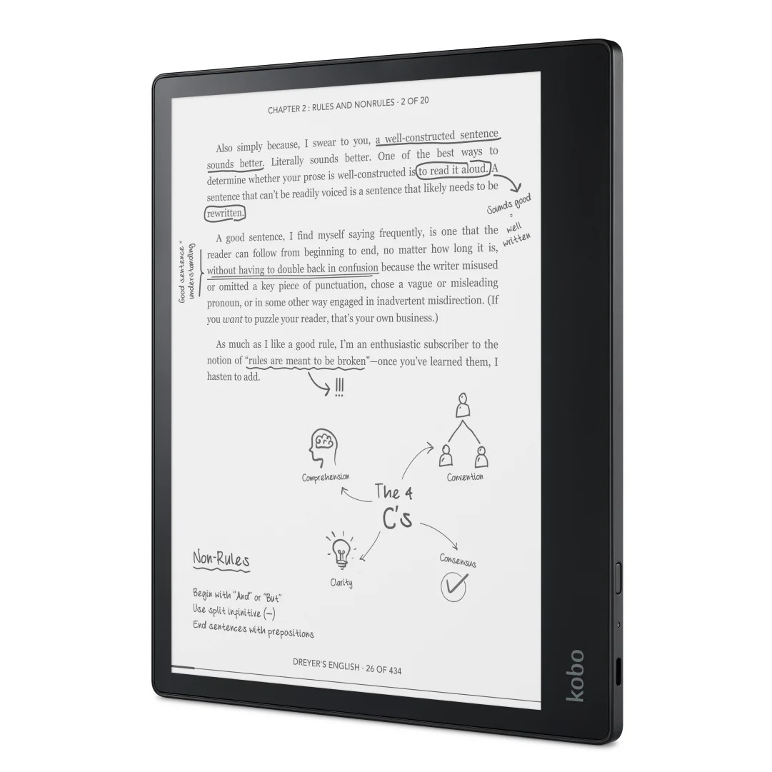 Электронная книга 10.3" Kobo Elipsa / 32ГБ / Linux / Wi-Fi / Bluetooth / Сенсорный E-Ink Carta 1200 экран (1404 × 1872) / Поддержка стилуса / Настраиваемая яркость ComfortLight / Dropbox и Google Drive интеграция / До 4 недель Черный, фото №1