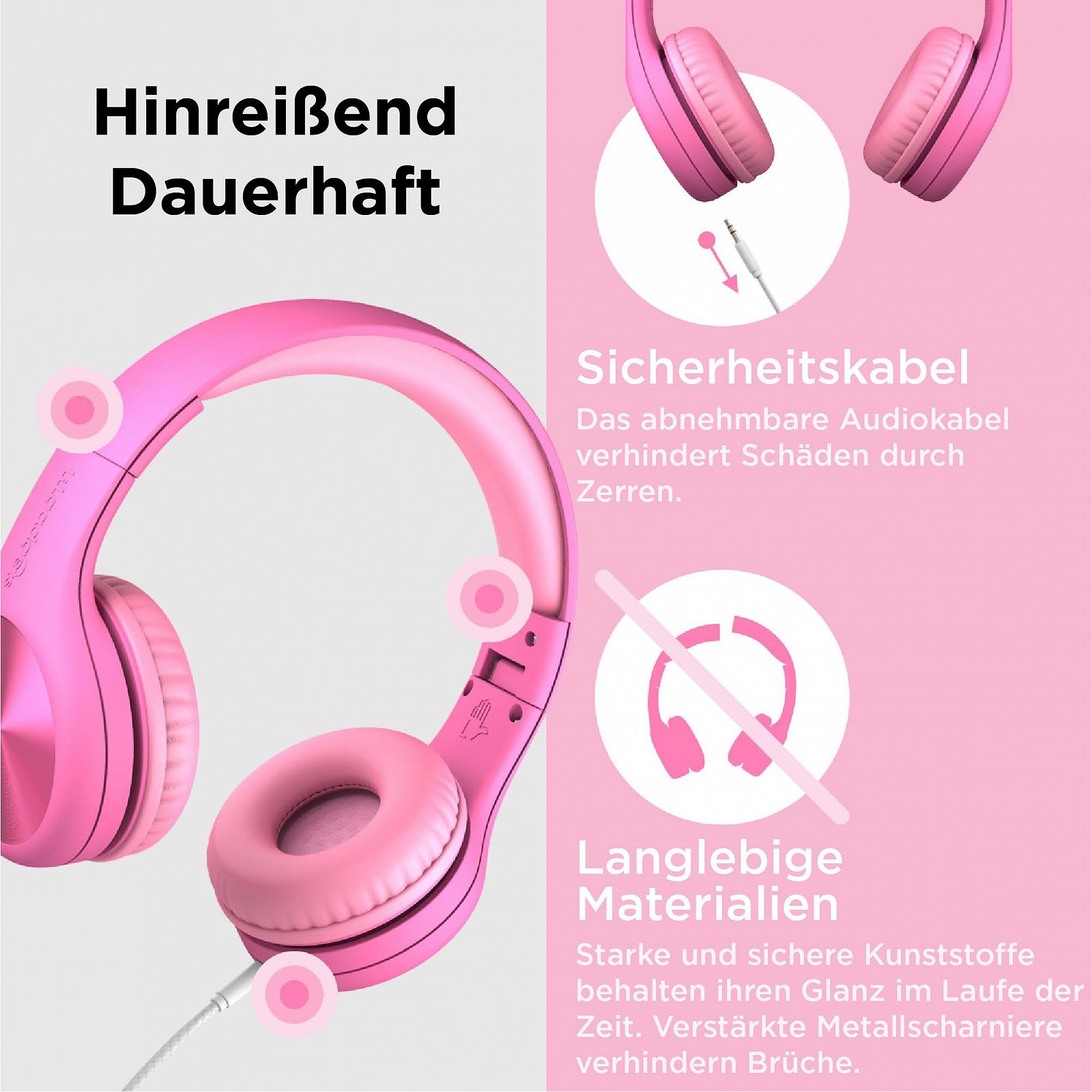 Навушники LilGadgets Connect+ PRO з мікрофоном для дітей, накладні для школи, складані, рожевий, фото №3