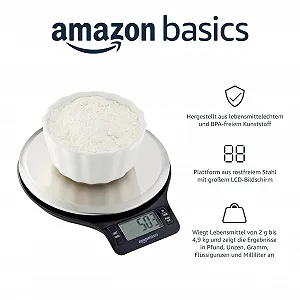 Кухонні ваги Amazon Basics Цифрові LCD Нержавіюча сталь BPA Free synthetic.ua - Фото 1