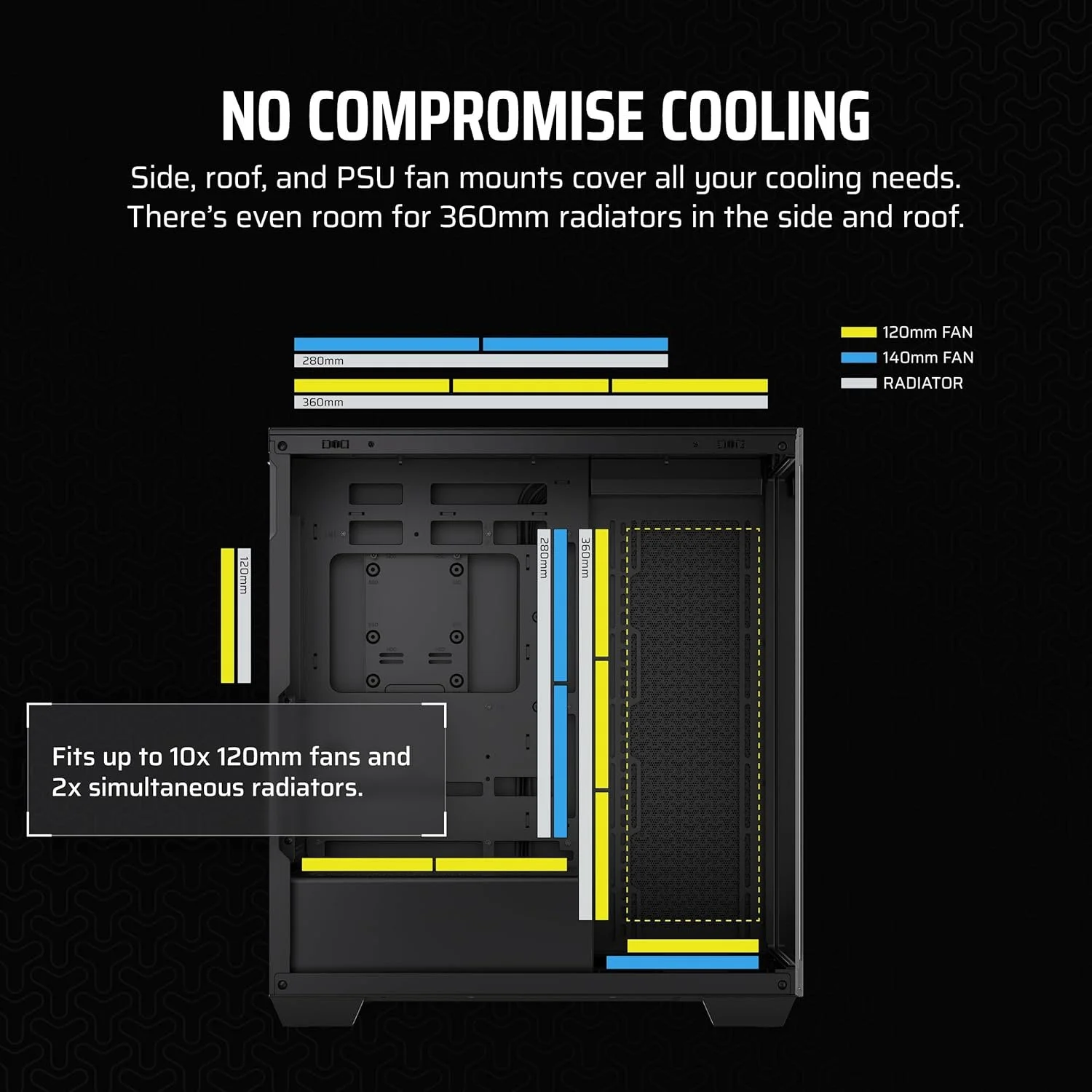 Корпус для ПК CORSAIR 3500X ATX панорамне загартоване скло Чорний, фото №6 Корпус для ПК CORSAIR 3500X ATX панорамне загартоване скло Чорний, фото №6