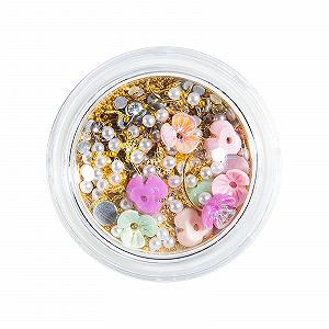 Стрази Квітка мушлі Металеві заклепки Біла коробка Перли Мікс 1Коробка Квітка мушлі 5 - Фото 1