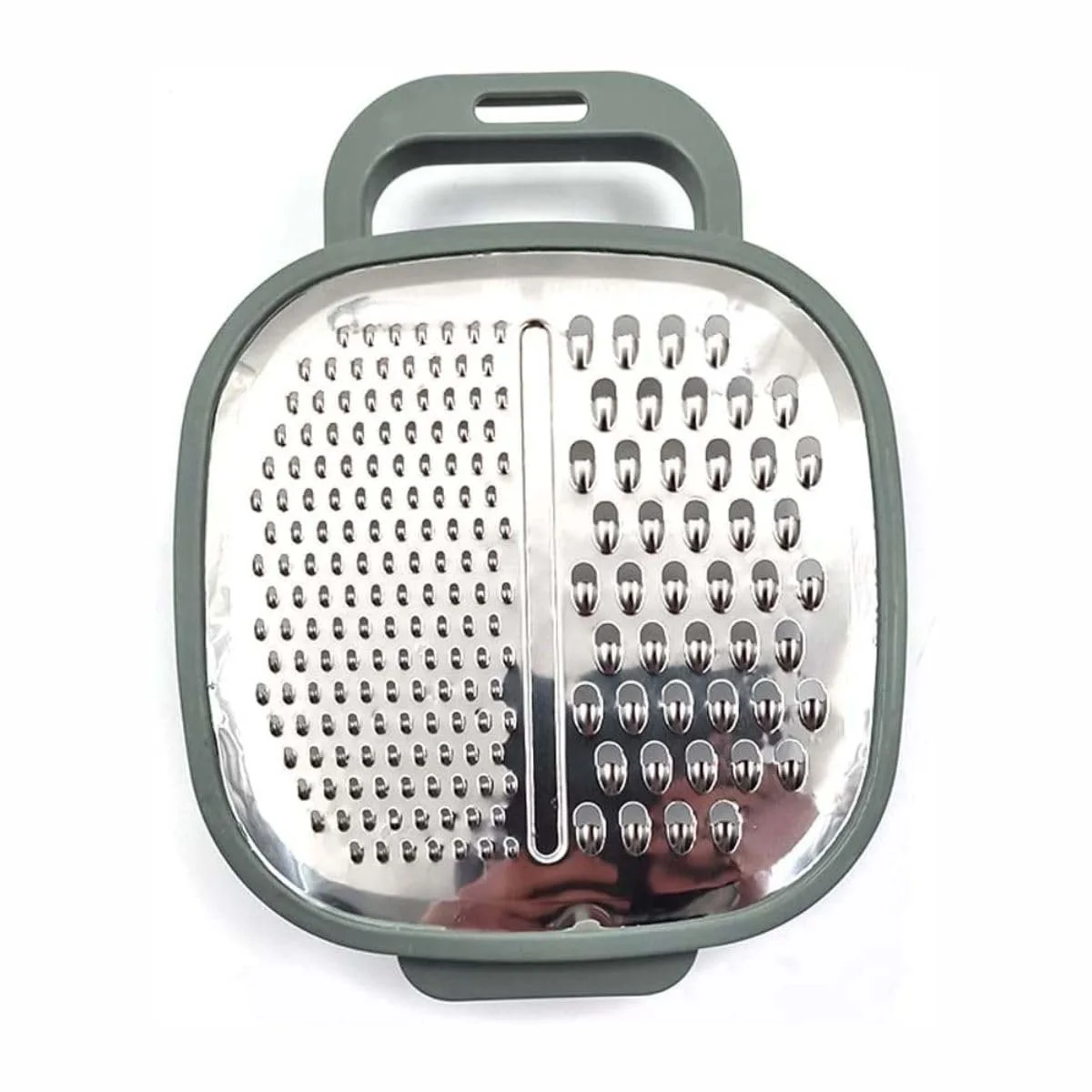 Терка 2 в 1 з контейнером Дрібне та середнє лезо з нержавіючої сталі Ручна, фото №1