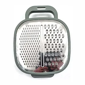 Терка 2 в 1 з контейнером Дрібне та середнє лезо з нержавіючої сталі Ручна - Фото 1