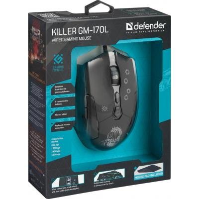Мышка Defender Killer GM-170L Black (52170), фото №7