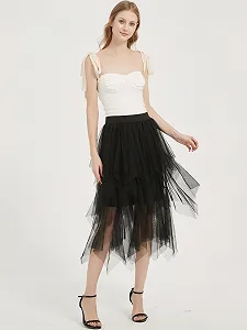 Юбка Тюлевая Soudittur A-силуэта Миди Многослойная Юбка Феи Неправильная Юбка-скейтер Пачка Юбка Хэллоуин Карнавальная Юбка synthetic.ua - Фото 1