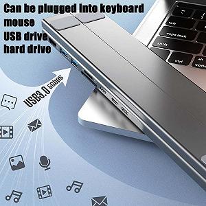 Подставка для ноутбука USB-C 8-в-1, алюминиевая подставка для ноутбука с док-станцией USB C 8-в-1, HDMI 4K при 30 Гц, портативная подставка для ноутбука с 6 регулируемыми углами, складная вентилируемая охлаждающая подставка для ноутбука synthetic.ua - Фото 1